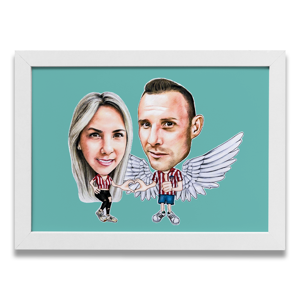 Caricatura a Color deble hecho por Caricaturas Barranquilla