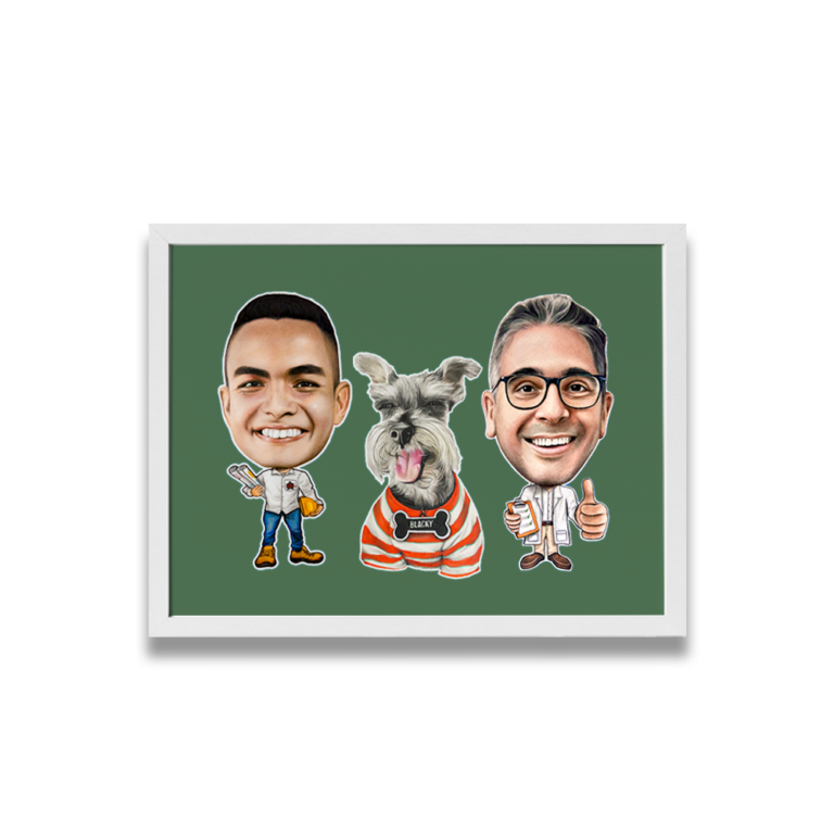 Caricatura 3 rostros Lapiz Color