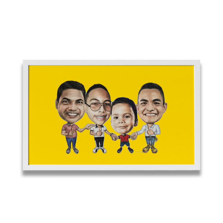 Caricatura 4 rostros Lapiz Color