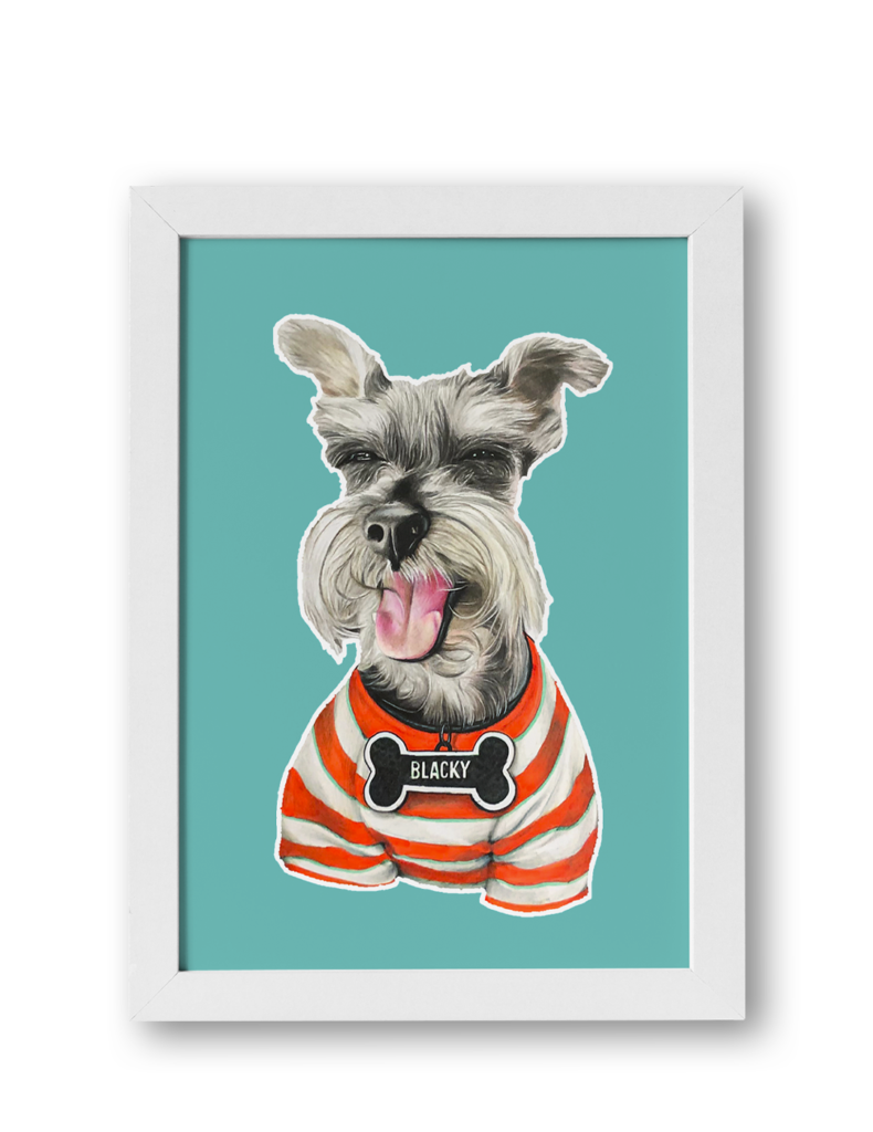 caricatura a color de perro hecho por caricaturas barranquilla